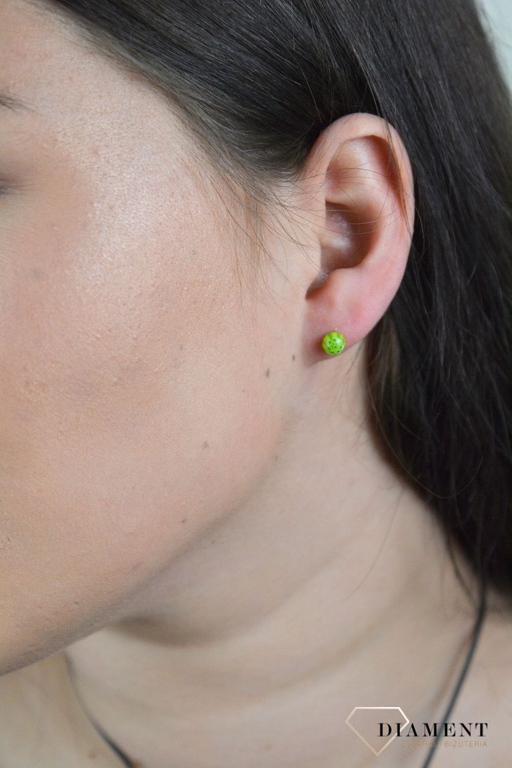 Srebrne kolczyki szkło weneckie 'Zielony kwiat' Murano 32.jpg